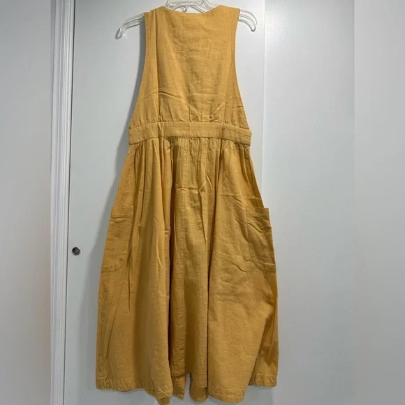 Free People / Women's Yellow Sleeveless Cotton Wrap Dress / Size M. - Picture 3 of 9